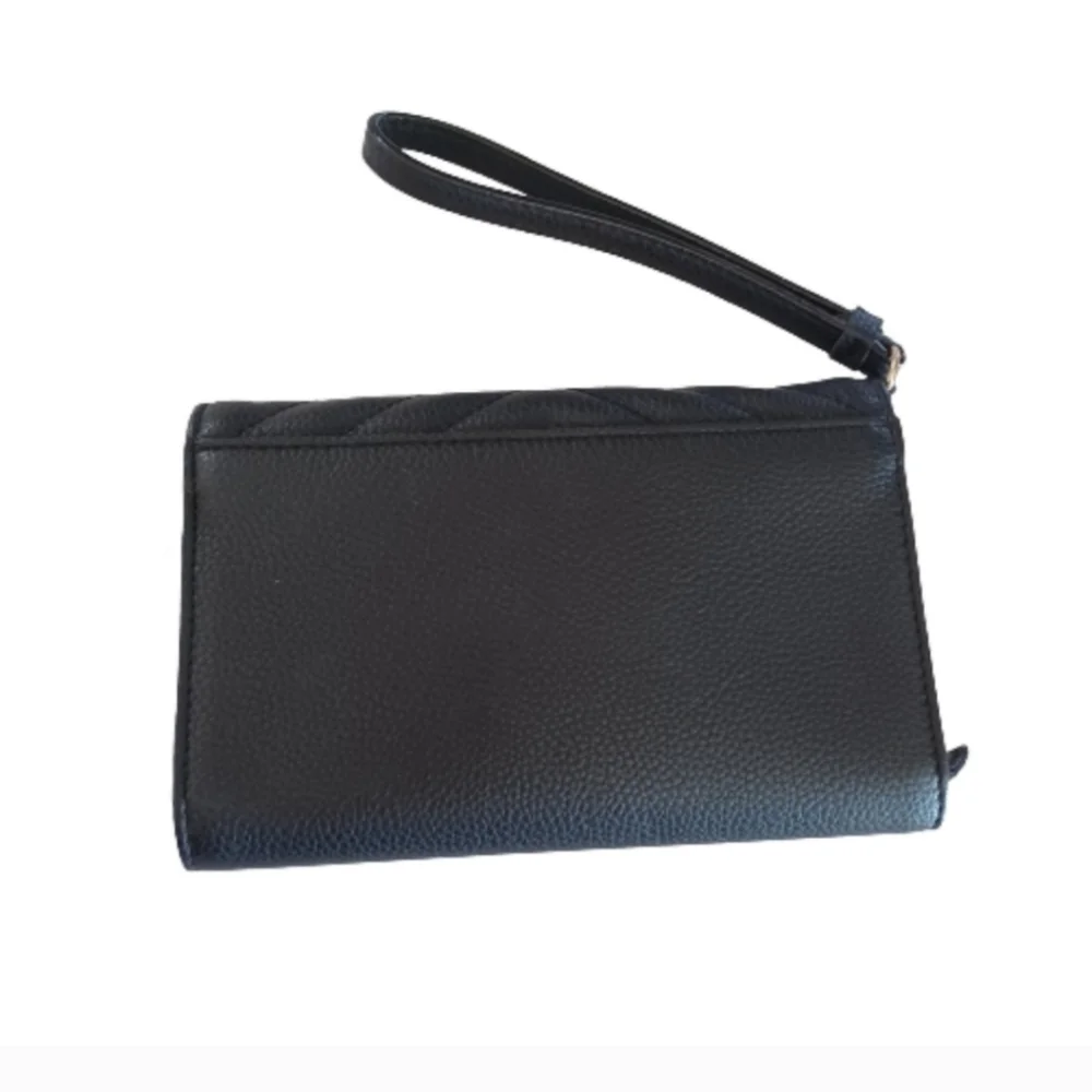 Victoria's Secret Faux Leather Black Wallet Clutch Wristlet Purse - Picture 2 of 7